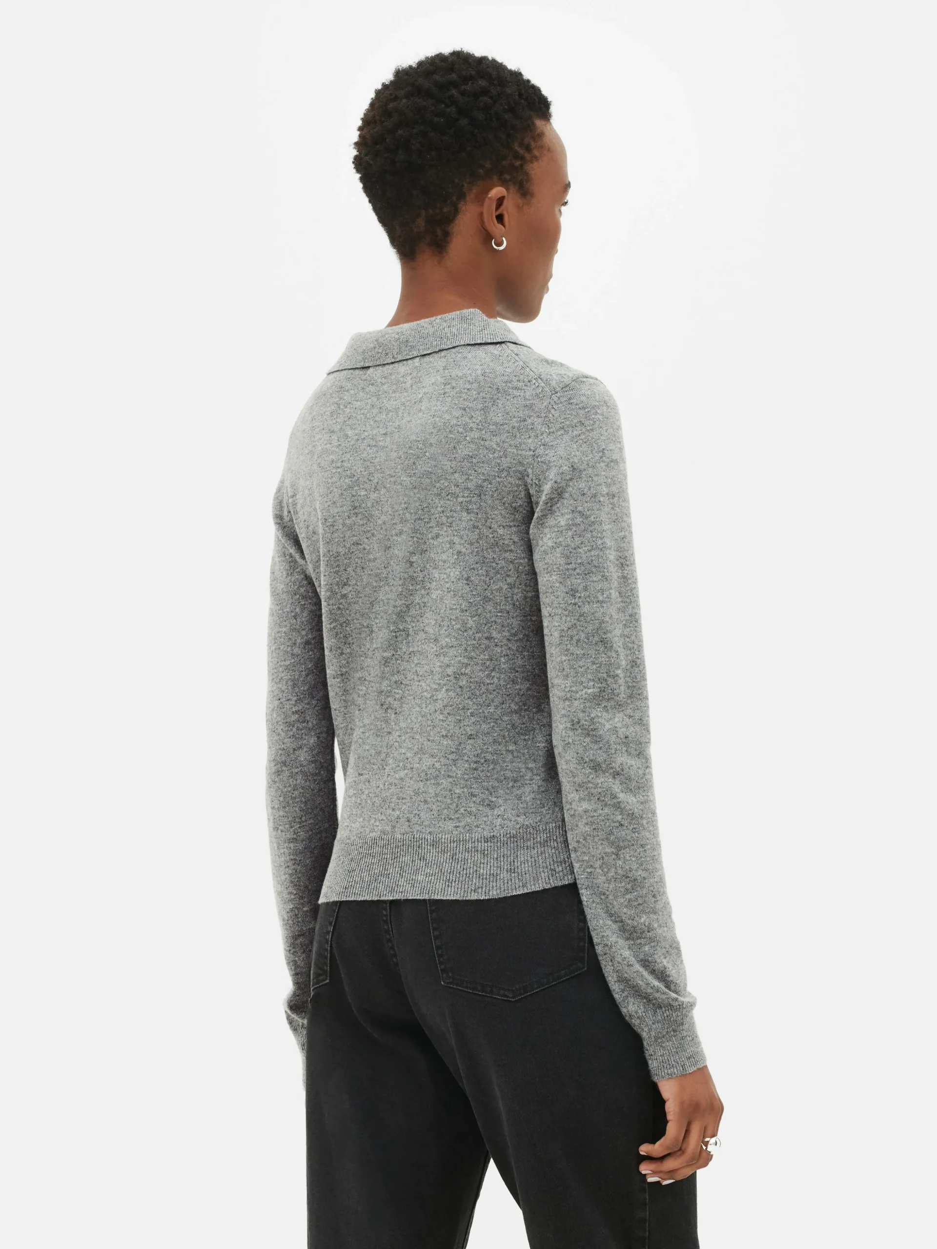 Polo De Punto De Manga Larga Y Con Cuello