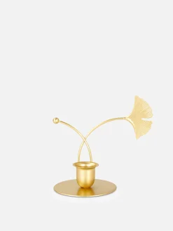 Portavelas Decorativo Con Hojas De Ginkgo