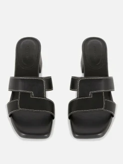 Sandalias De Tacón Con Tiras Unidas