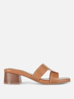 Sandalias De Tacón Con Tiras Unidas