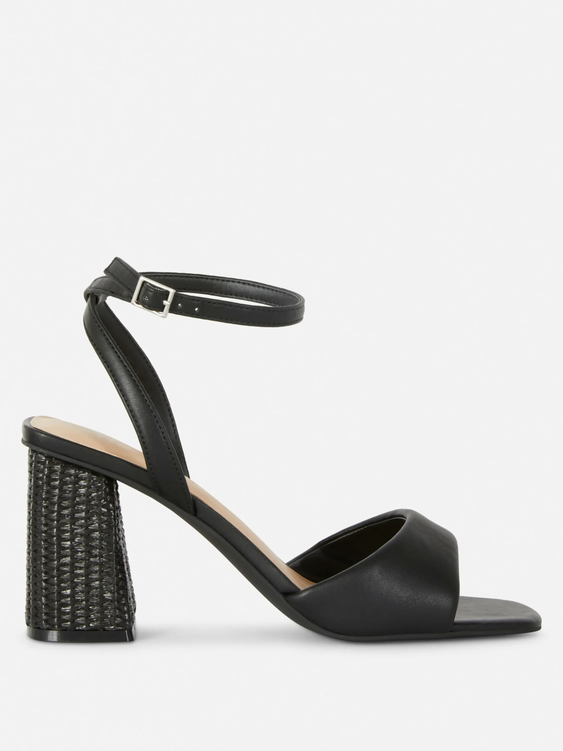 Sandalias De Tacón De Rafia De Horma Ancha