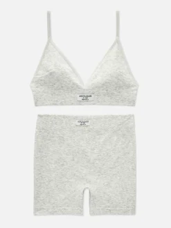 Set De Bralette Y Pantalones Cortos Acanalados