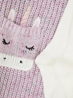 Set De Vestido De Punto Y Medias Con Unicornio