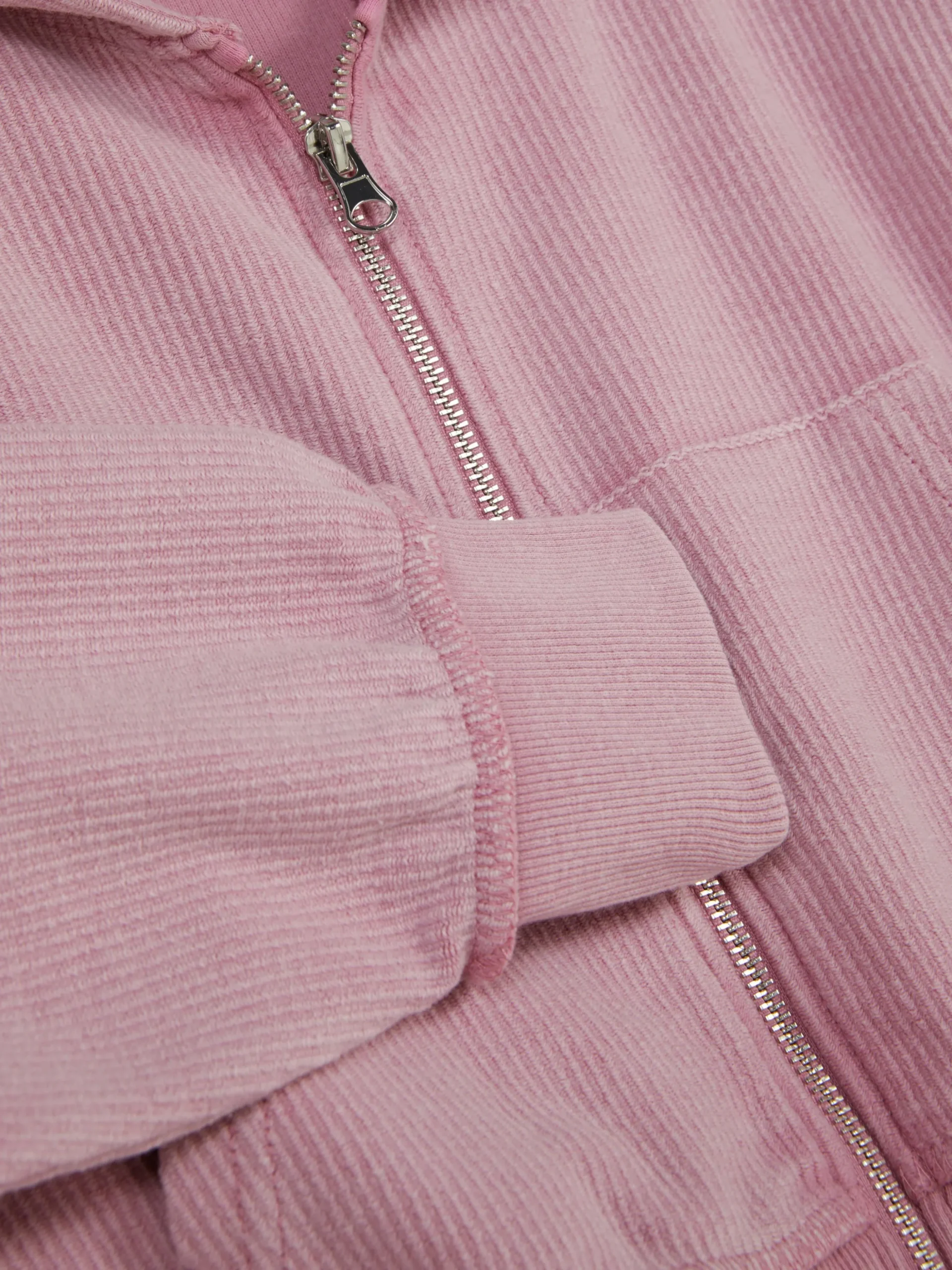 Sudadera Acanalada Con Capucha Y Cremallera