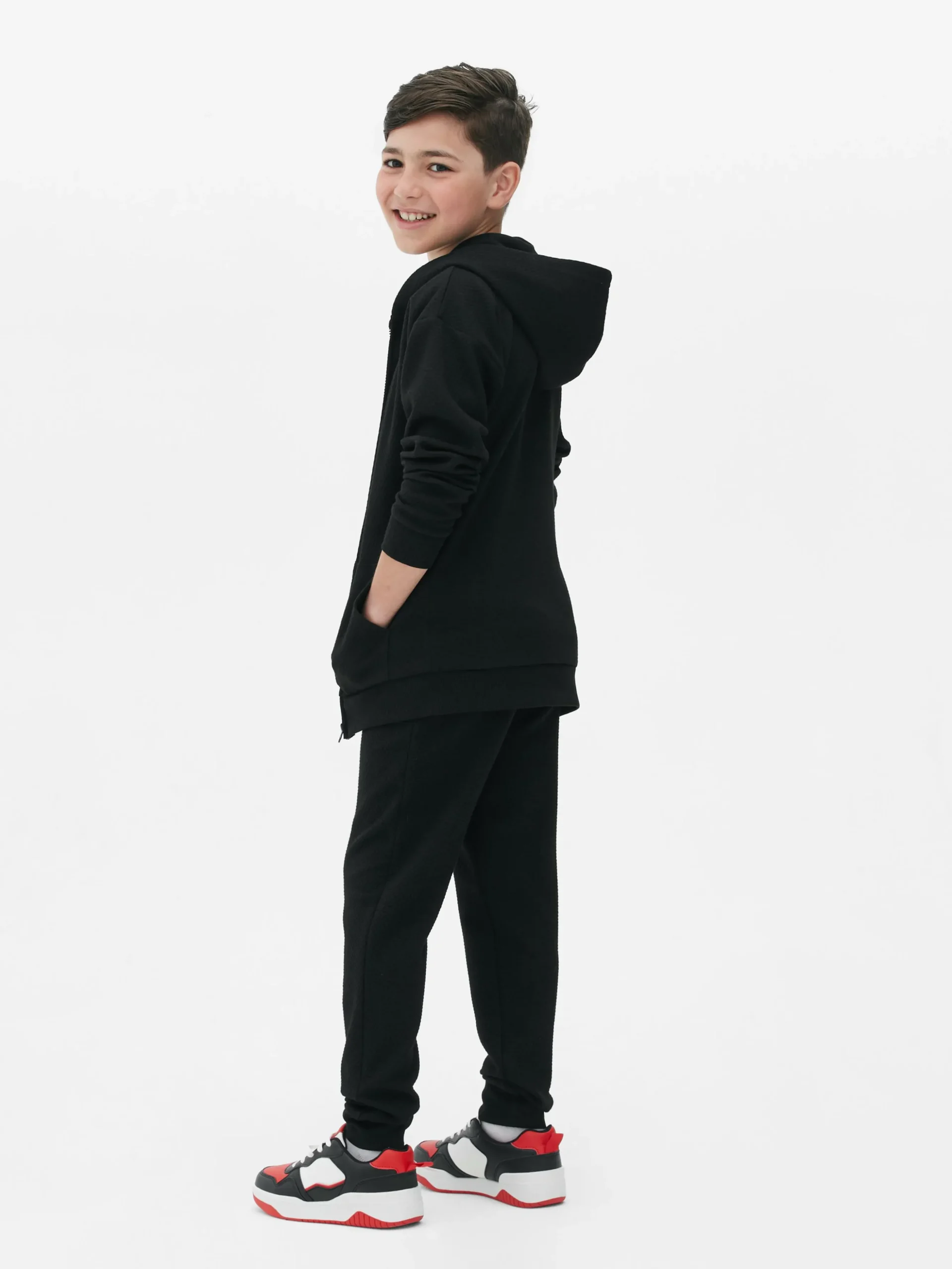 Sudadera Con Capucha, Cremallera Y Textura Para Niño
