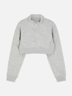 Sudadera Corta Con Cuello Chimenea