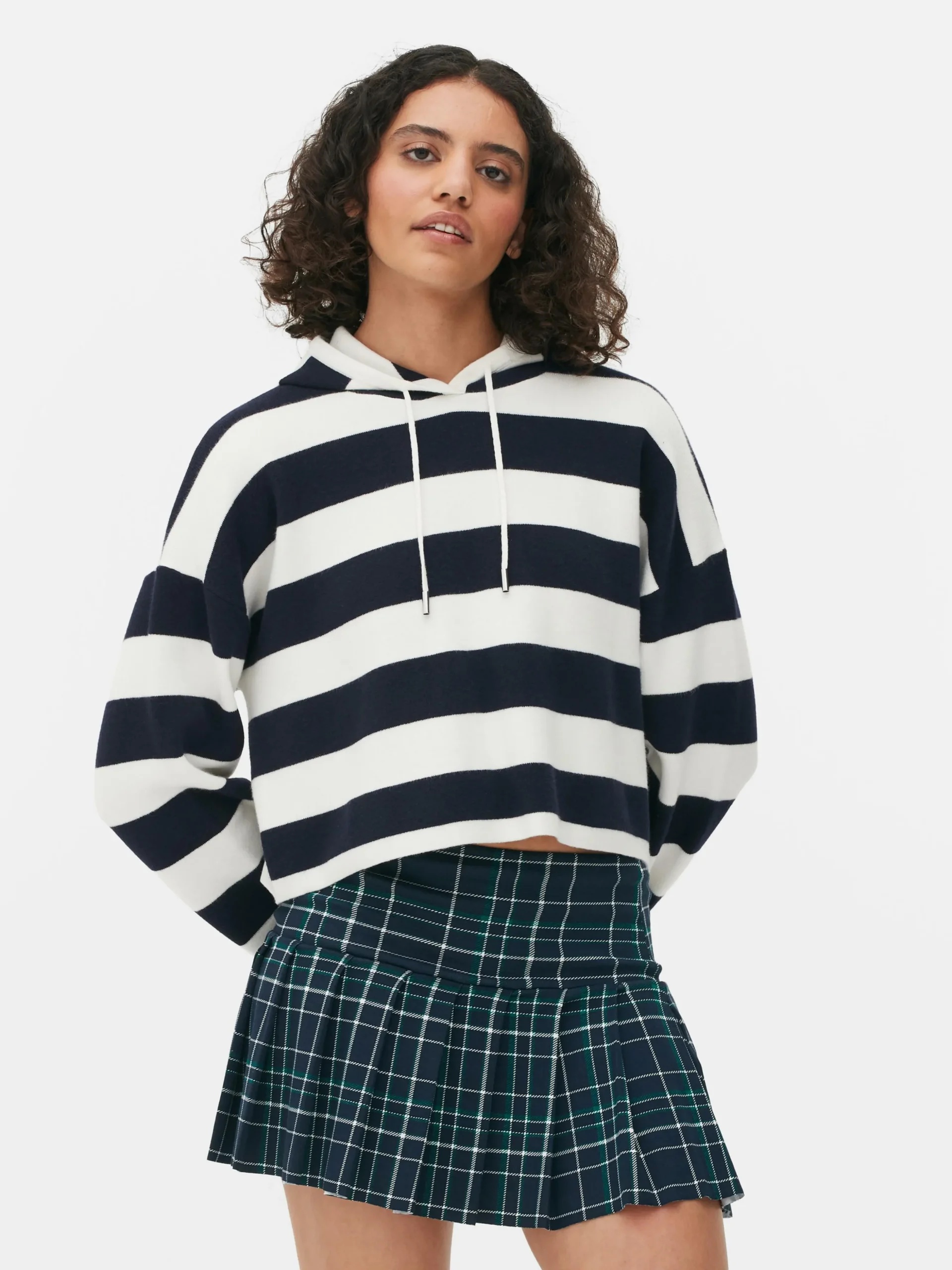Sudadera De Punto A Rayas Con Capucha