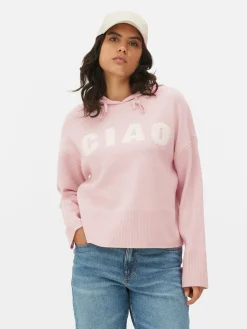 Sudadera De Punto Con Capucha Y Mensaje