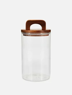 Tarro De Vidrio Mediano Con Tapa De Madera