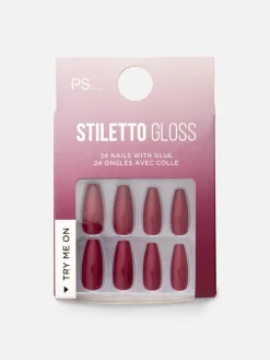 Uñas Postizas Brillantes Puntiagudas De PS...
