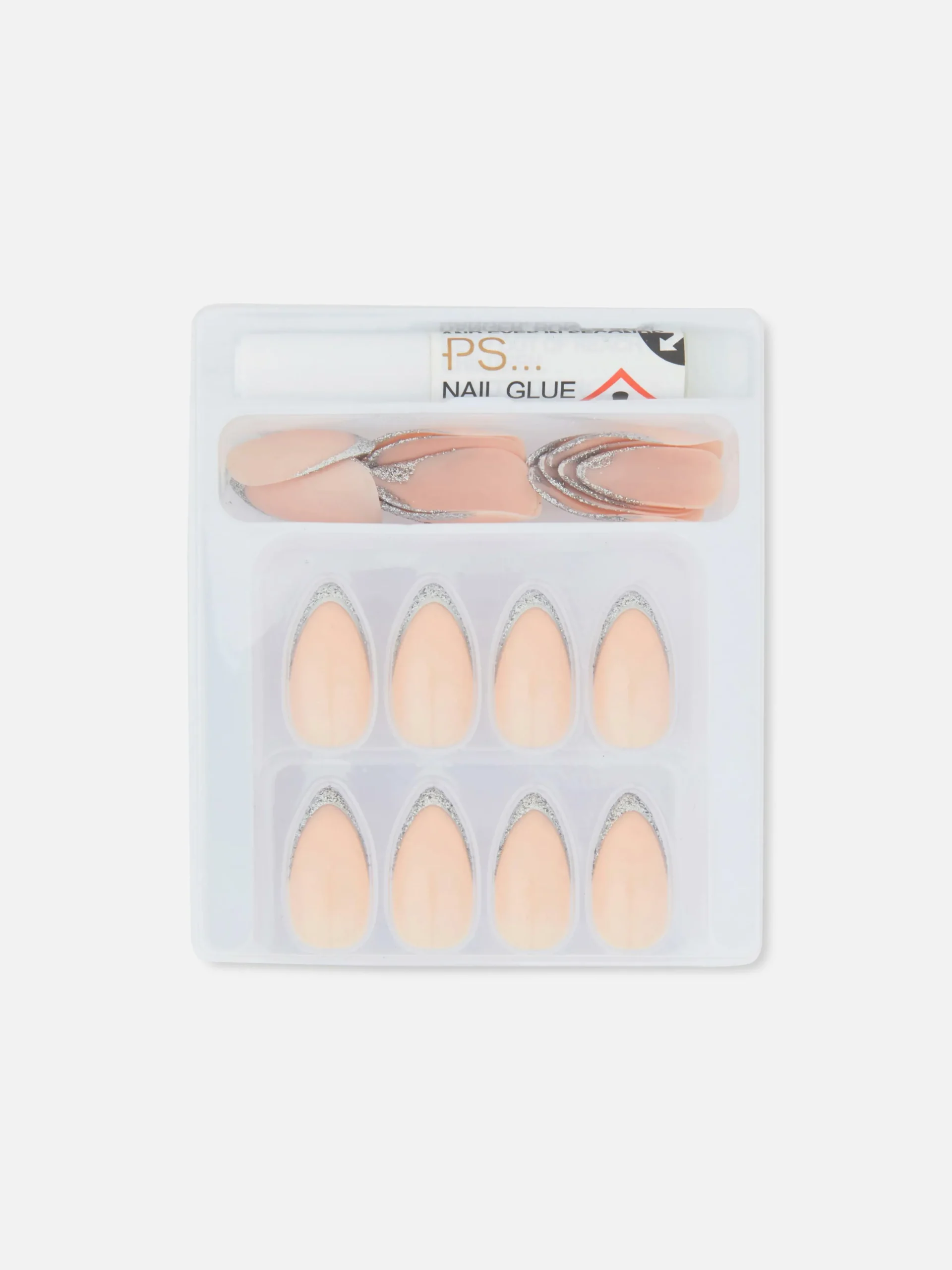 Uñas Postizas Puntiagudas Con Purpurina De PS...