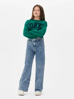 Vaqueros De Pernera Ancha Con Strass