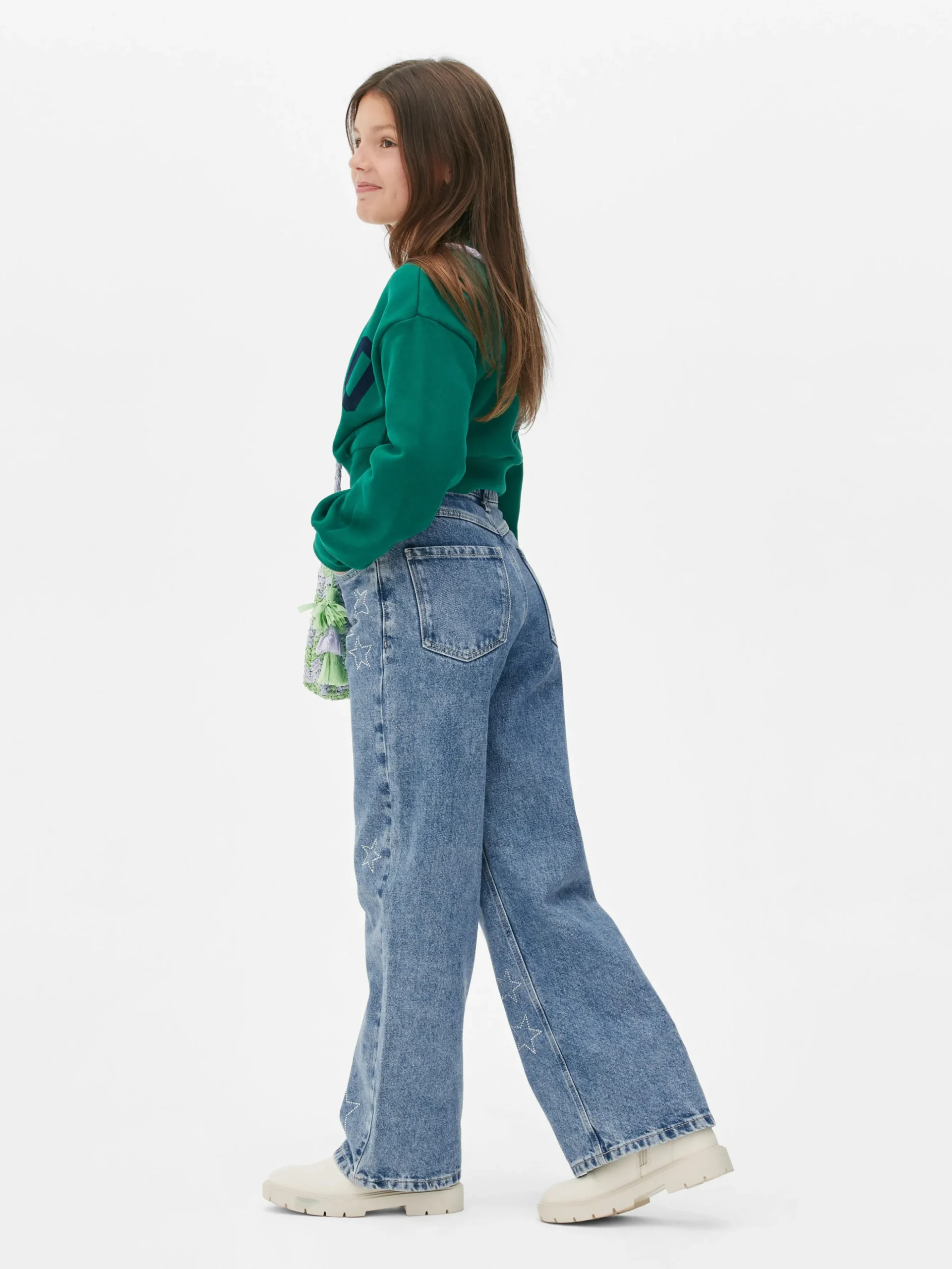 Vaqueros De Pernera Ancha Con Strass
