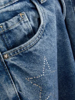 Vaqueros De Pernera Ancha Con Strass