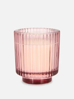Vela En Vaso De Vidrio Estriado