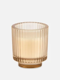 Vela En Vaso De Vidrio Estriado