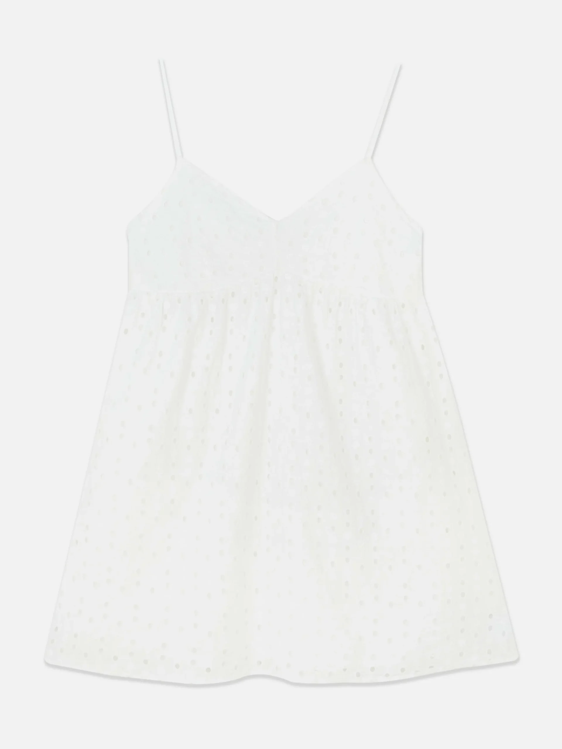 Vestido Corto De Tirantes Con Bordado Inglés