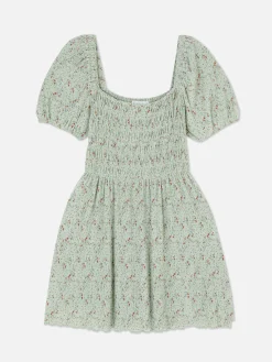 Vestido Corto Fruncido Y Plisado