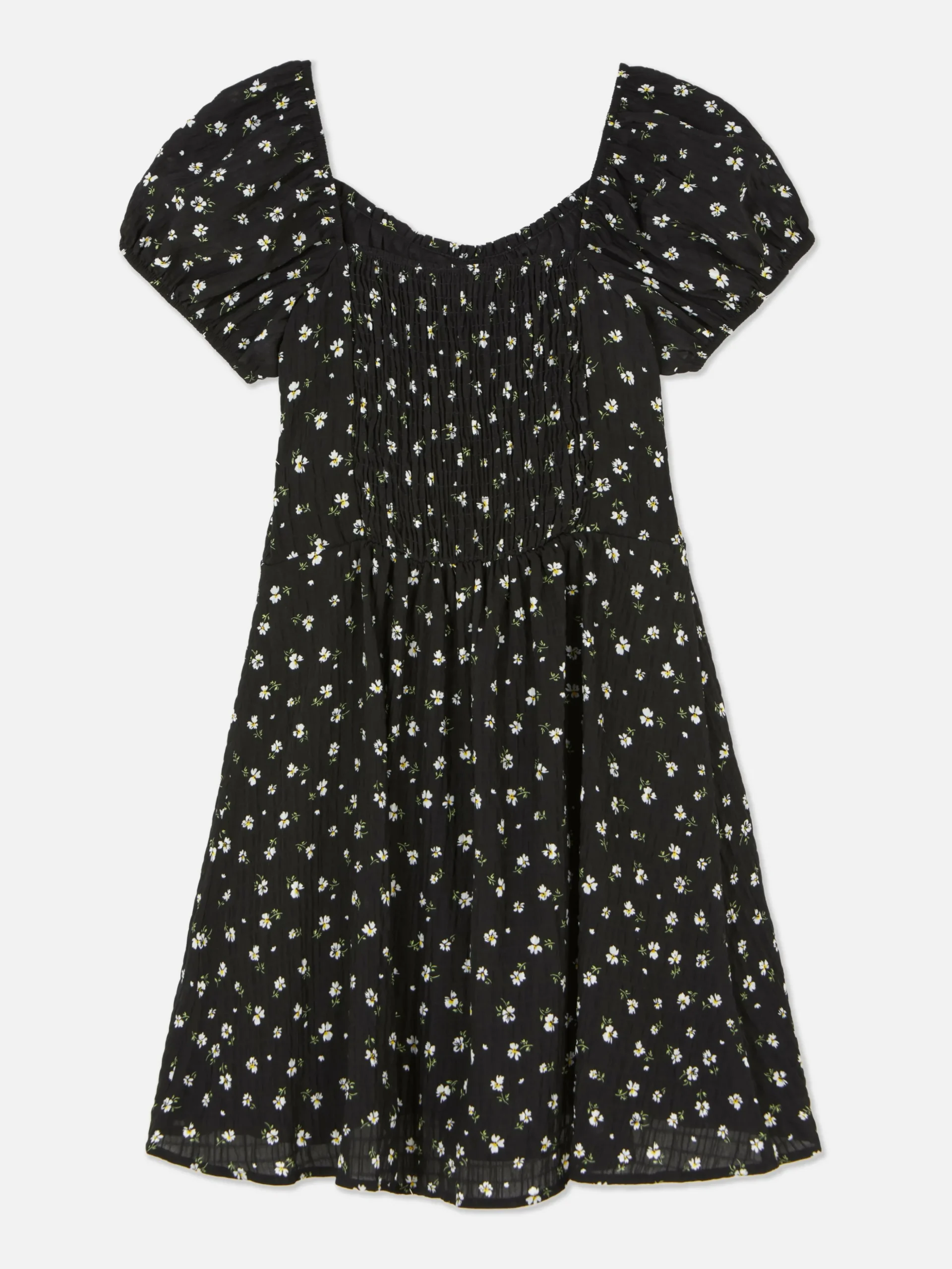 Vestido Fruncido Con Flores