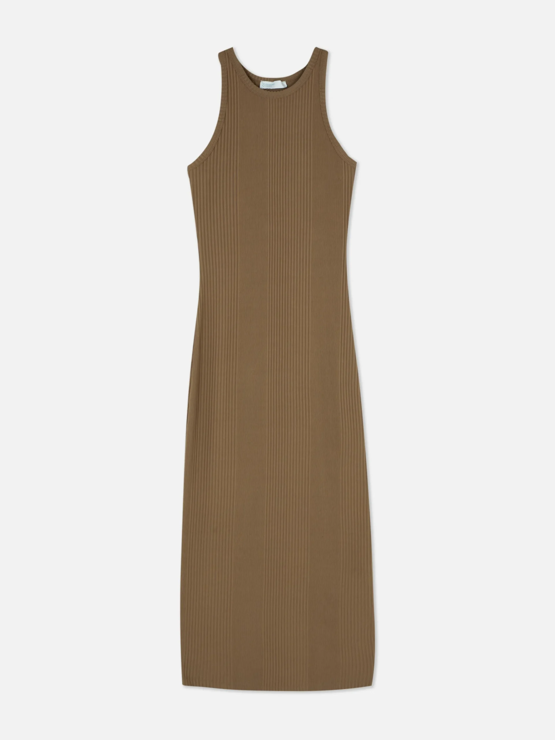 Vestido Midi Acanalado Con Espalda De Nadadora