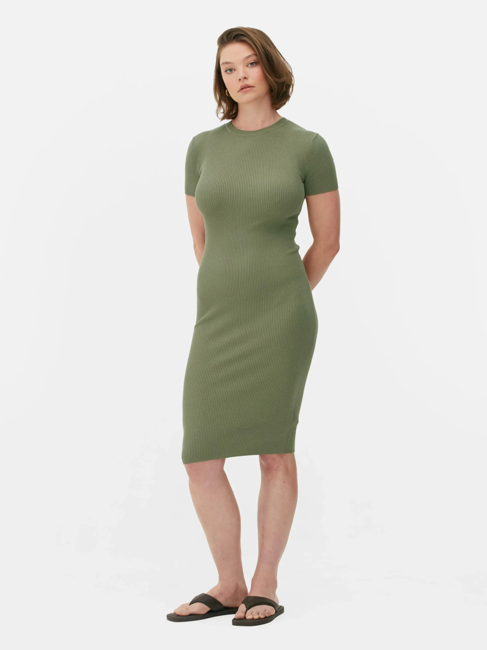 Vestido Midi De Tipo Jersey Y Manga Corta