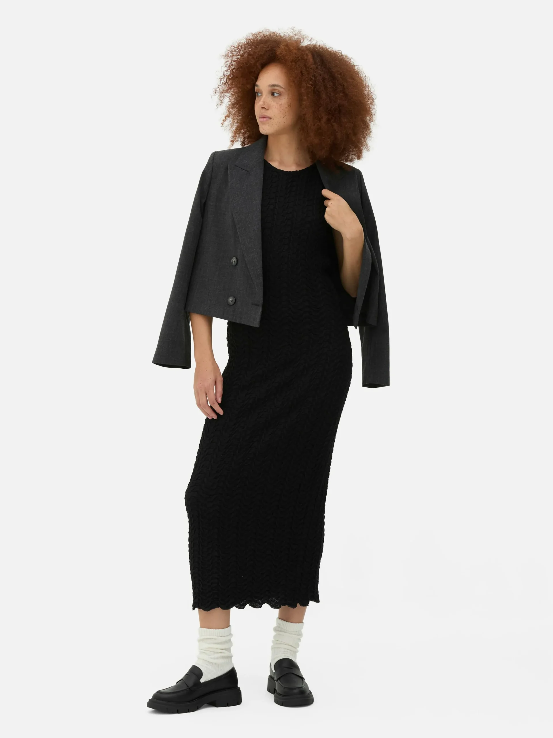 Vestido Midi Texturizado Con Espalda Nadadora
