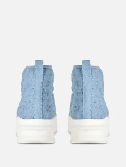 Zapatillas De Caña Alta Con Suela Gruesa Y Estrellas